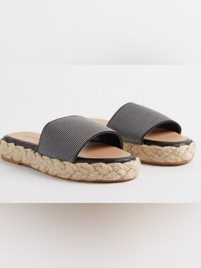 Torrid Black Striped Espadrille Slide Sandals in Size 11.5W